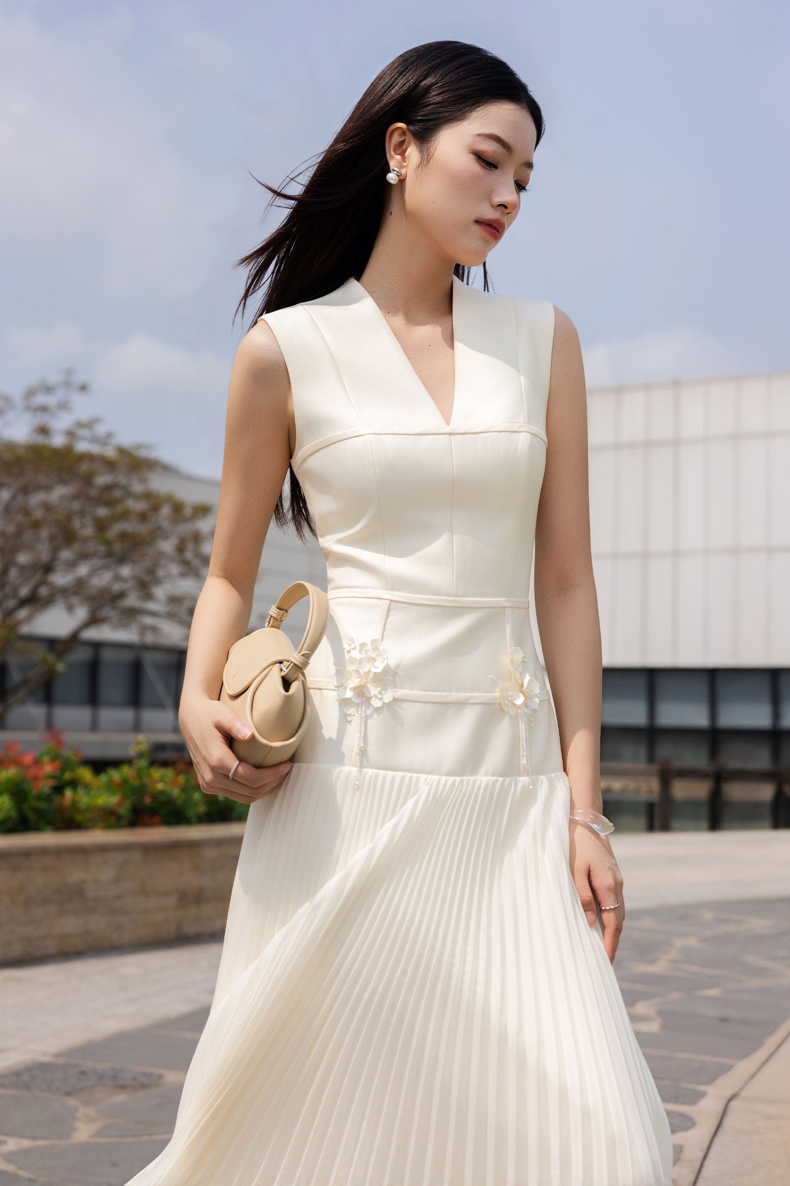 Uyen Van Pleated Midi Dress