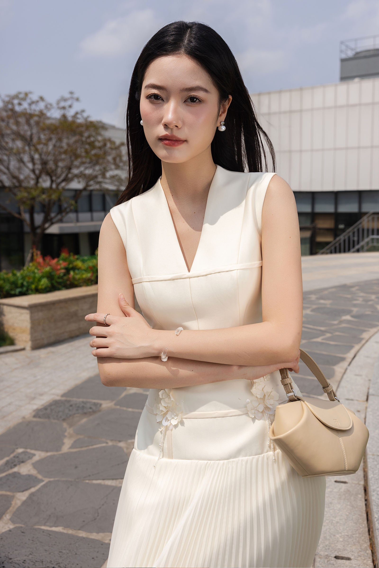 Uyen Van Pleated Midi Dress