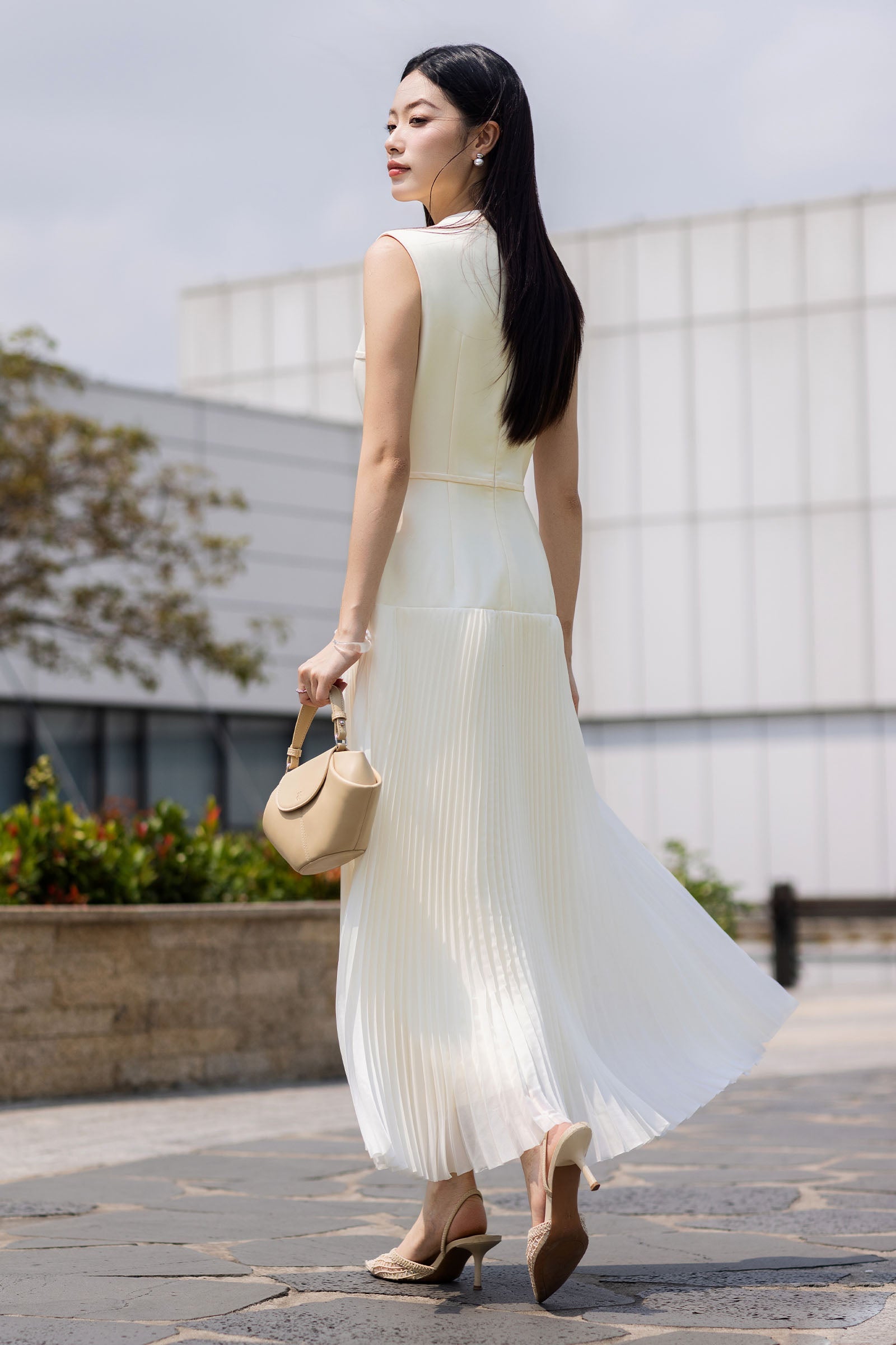 Uyen Van Pleated Midi Dress