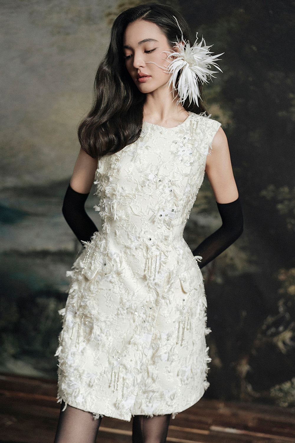 Estompe Feather Mini Dress