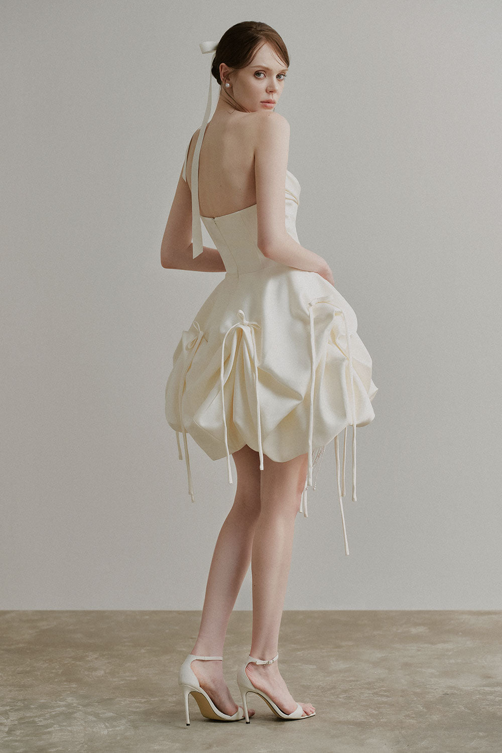 Farah Bubble Corset Waist Silk Satin Mini Dress