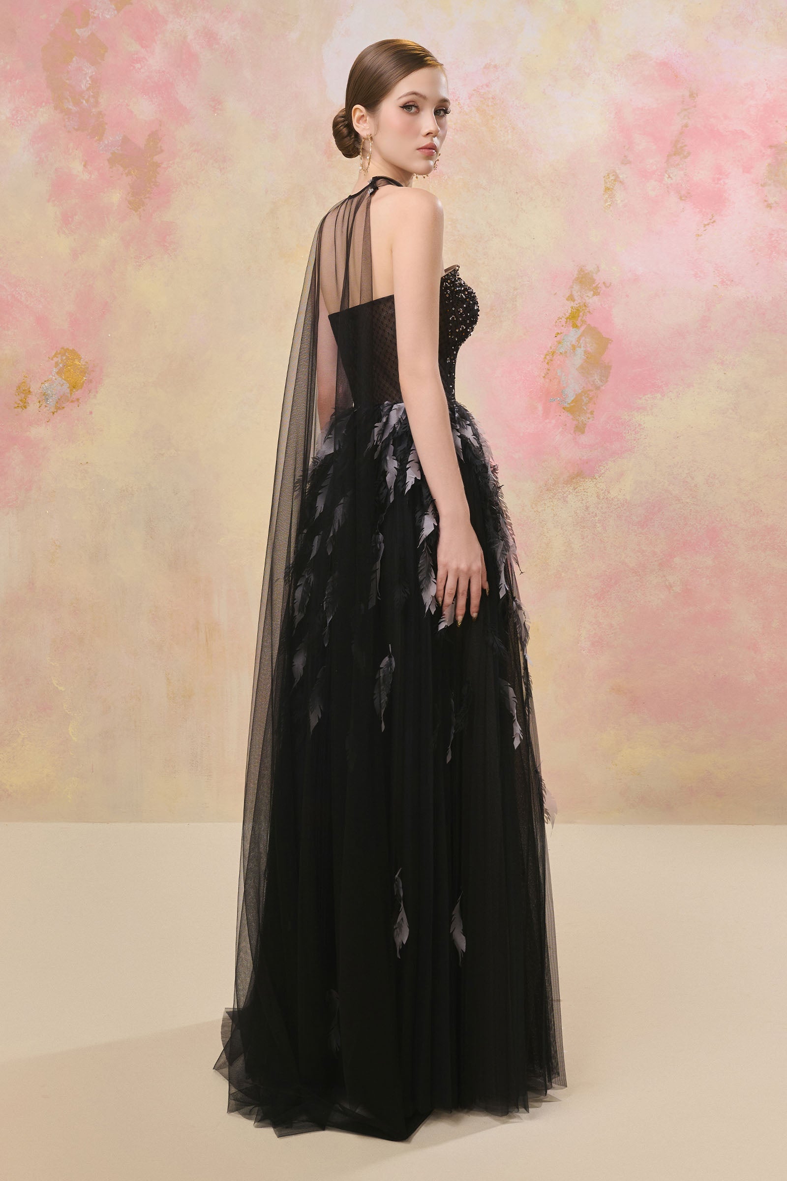 Yunara Feather Maxi Dress
