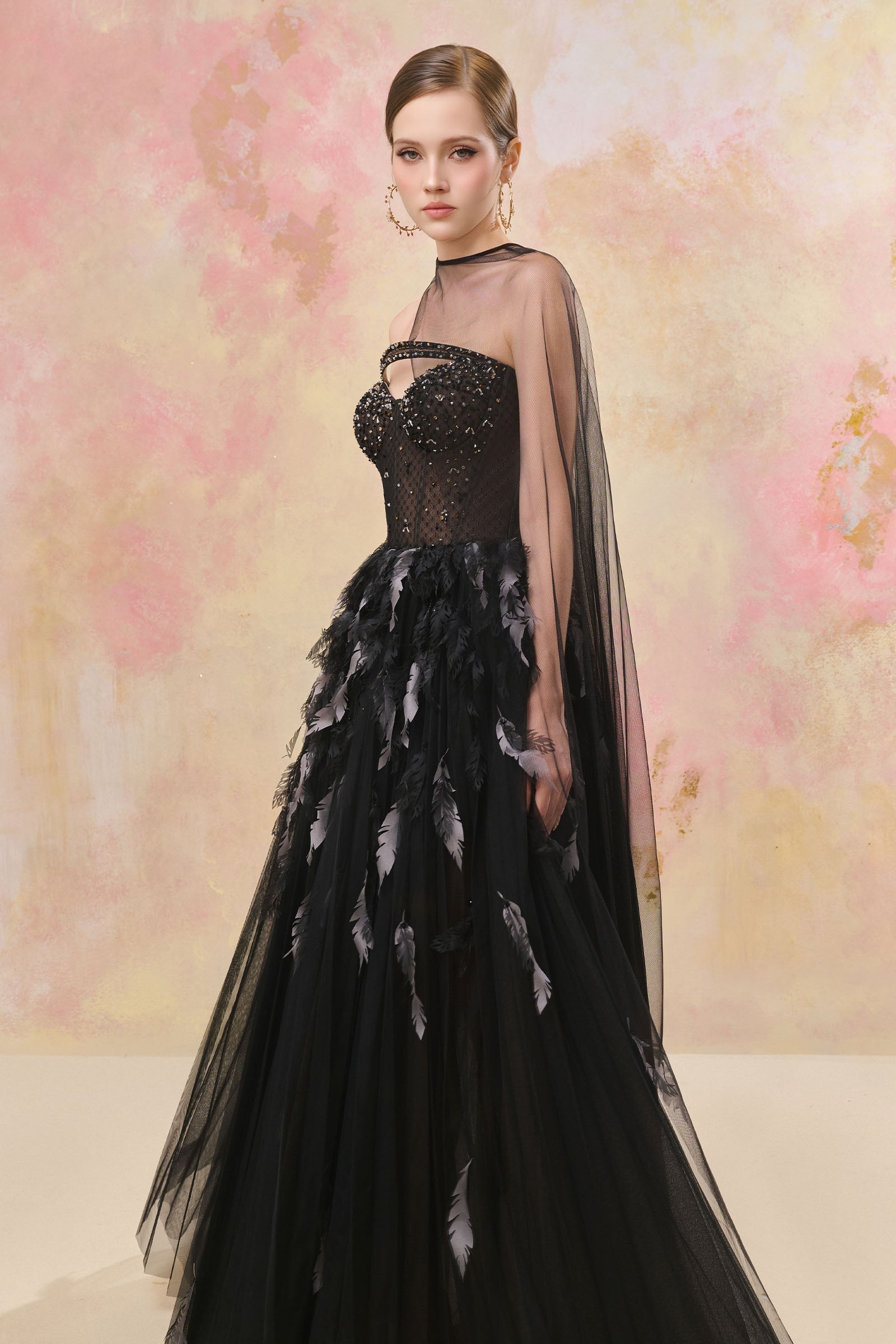 Yunara Feather Maxi Dress