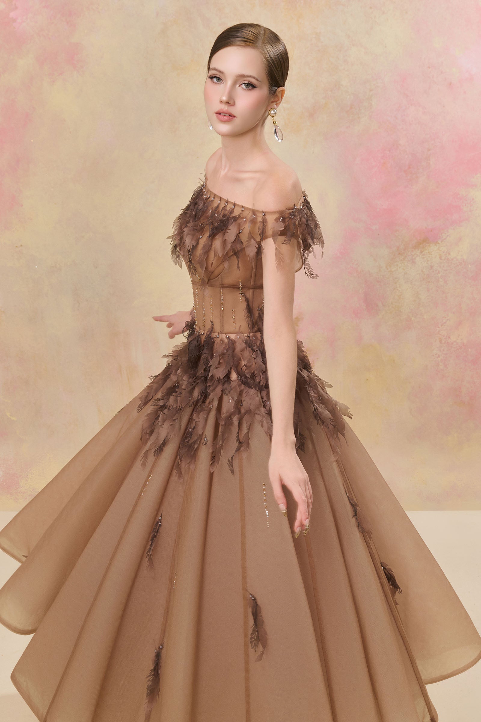 Veilyn Feather Midi Dress