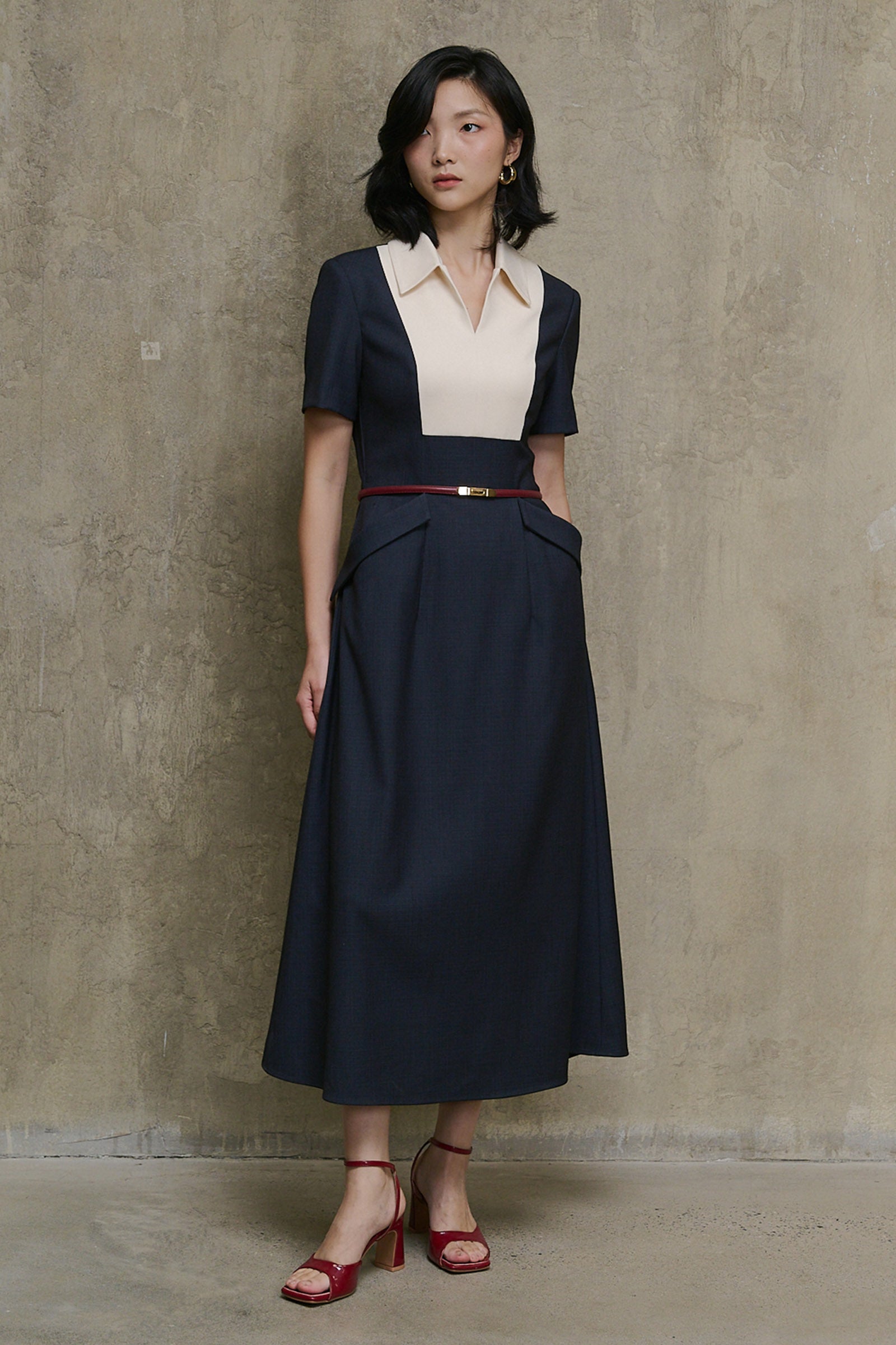 Elara Collared Midi Dress