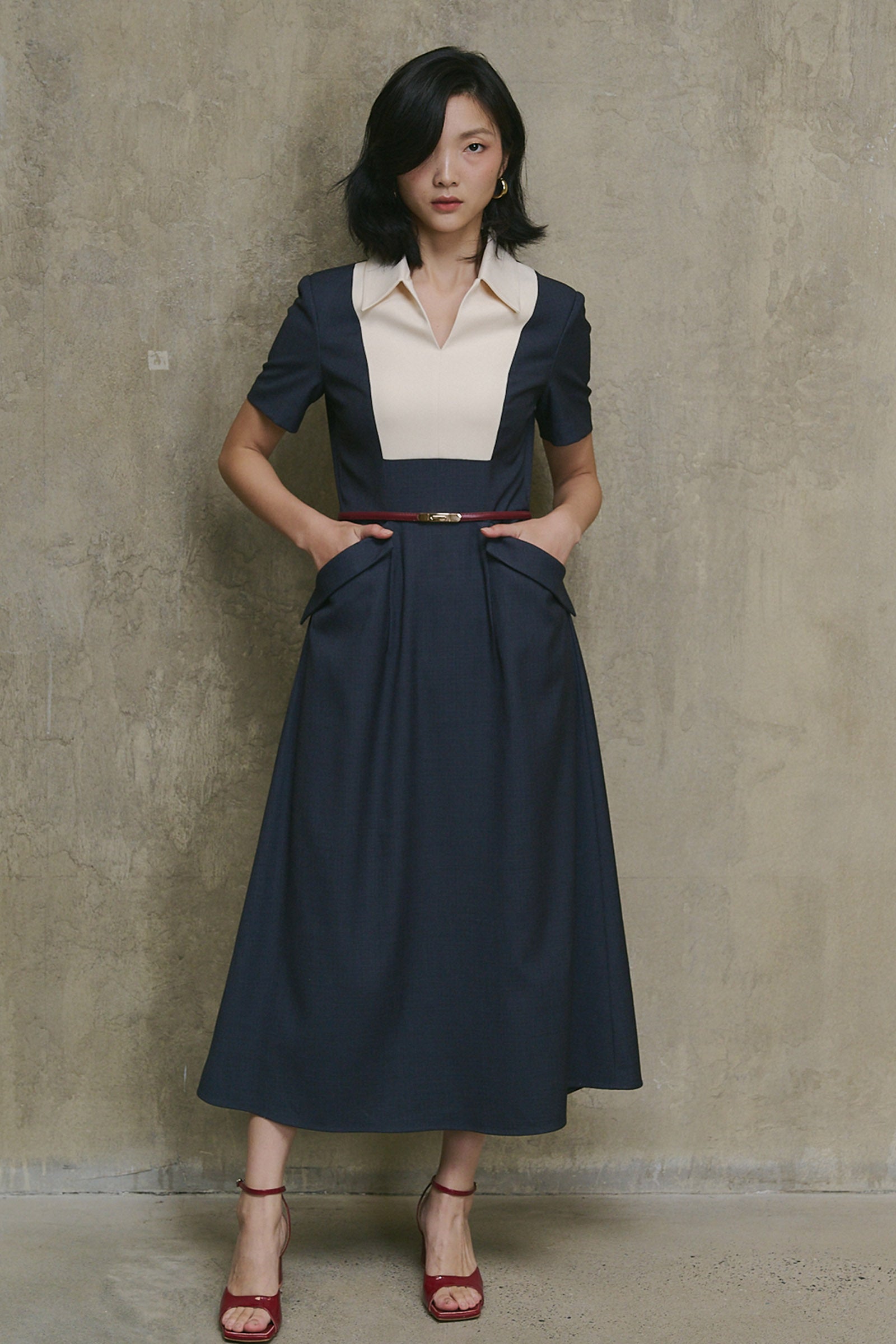 Elara Collared Midi Dress