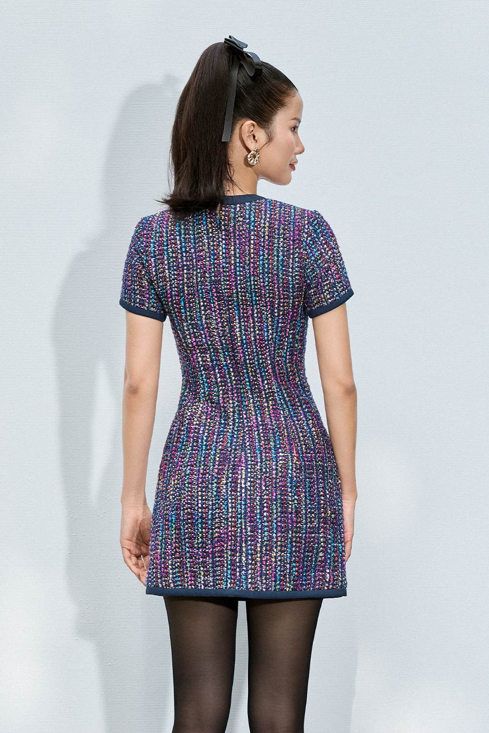 Kennedy A-line Button Tweed Mini Dress