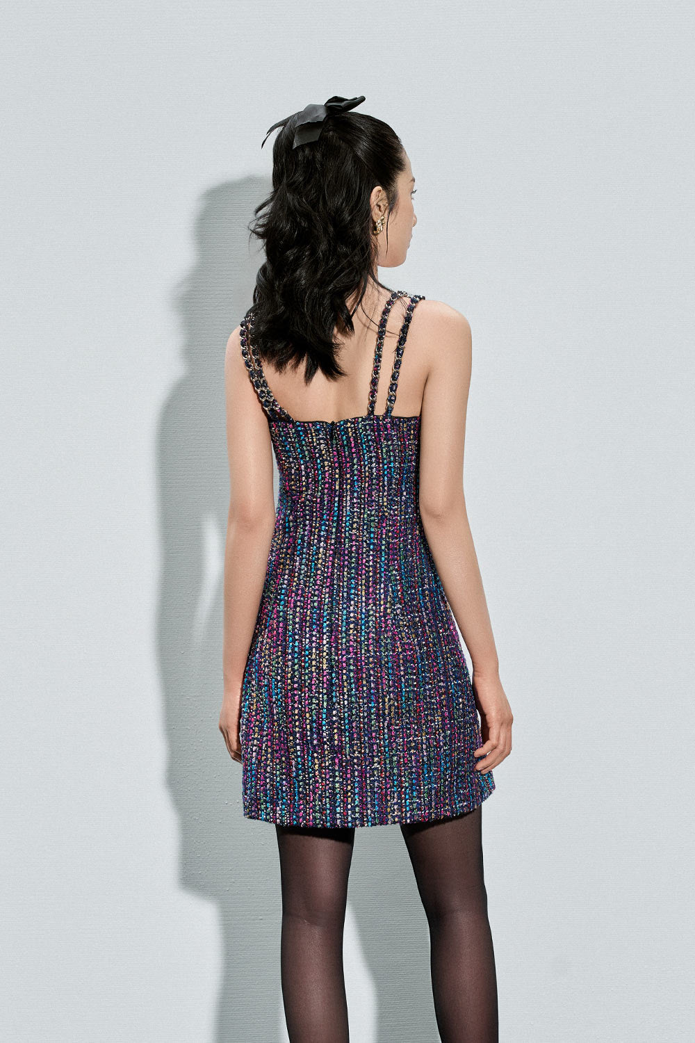 Jaylee A-line Strappy Tweed Mini Dress