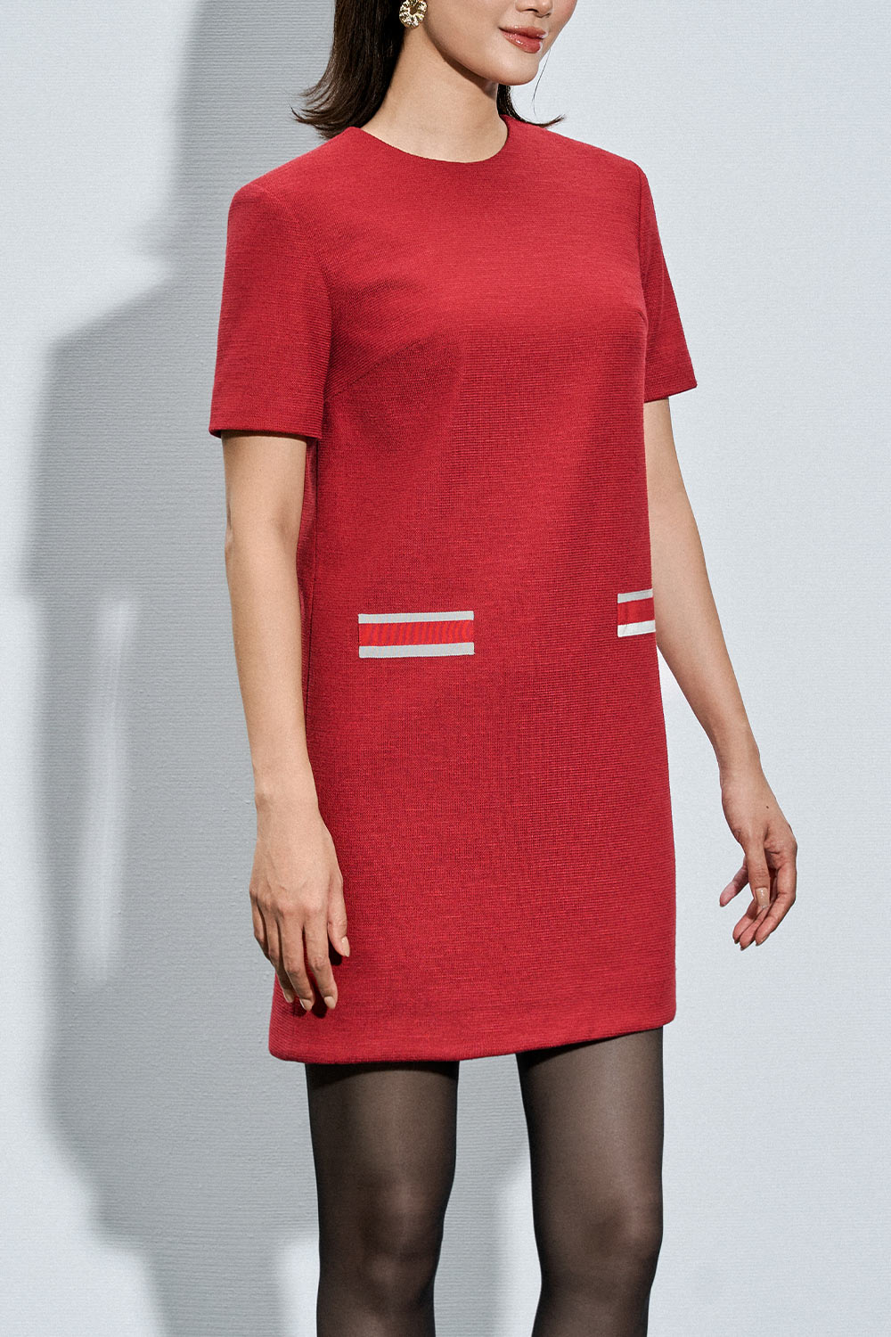 Myra Straight Round Neck Ponte di Roma Mini Dress