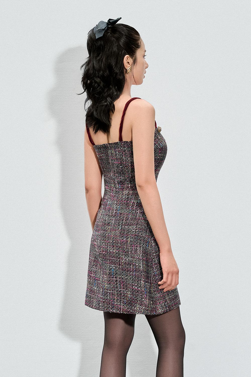 Kaylee A-line Strappy Tweed Mini Dress