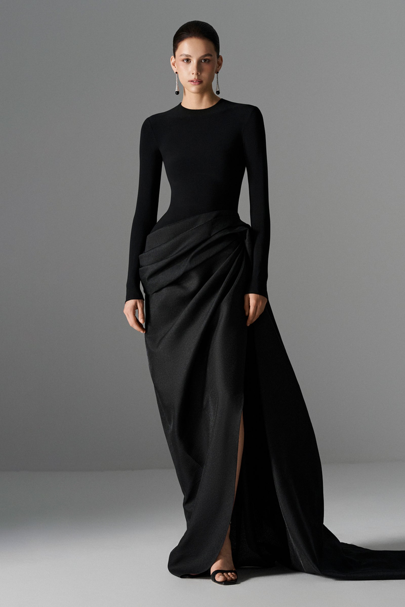 Serpentine Draped Maxi Dress