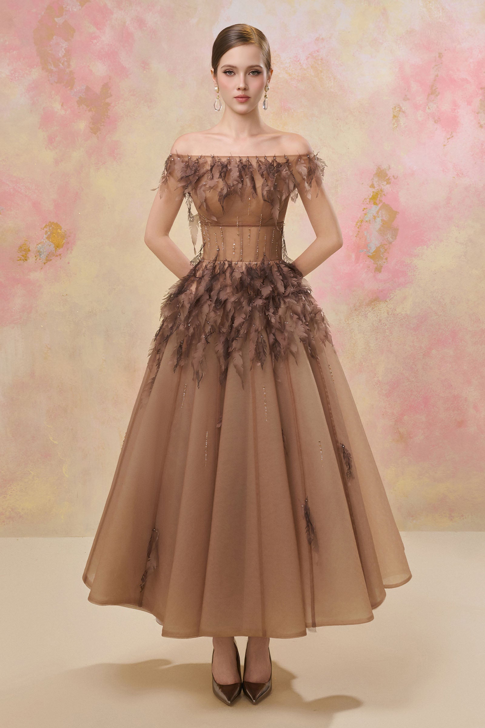Veilyn Feather Midi Dress