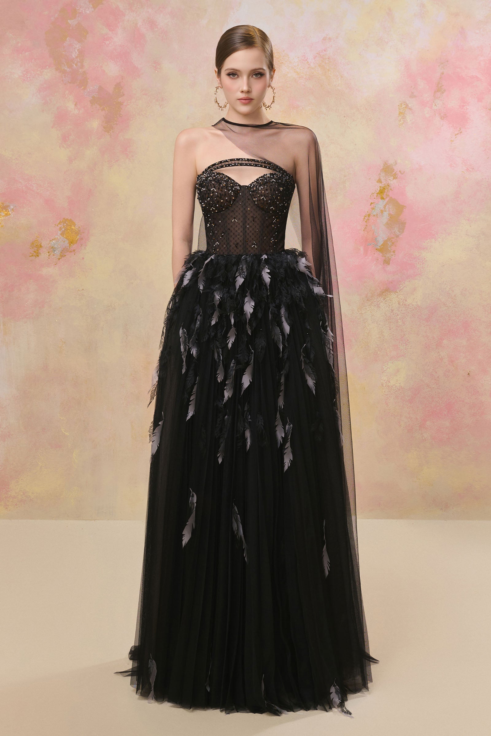 Yunara Feather Maxi Dress