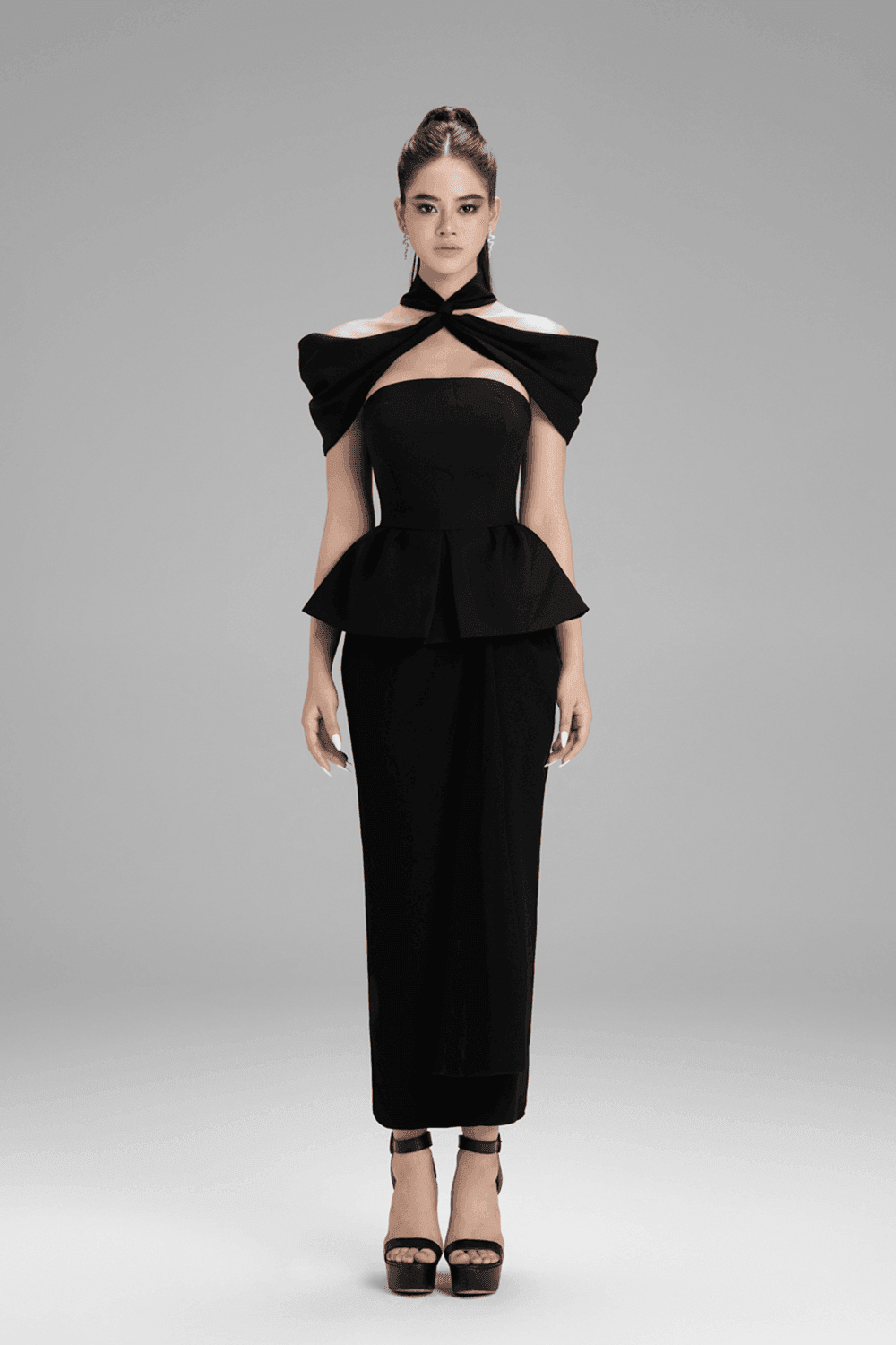 Addison Pencil Draped Polycotton Midi Skirt