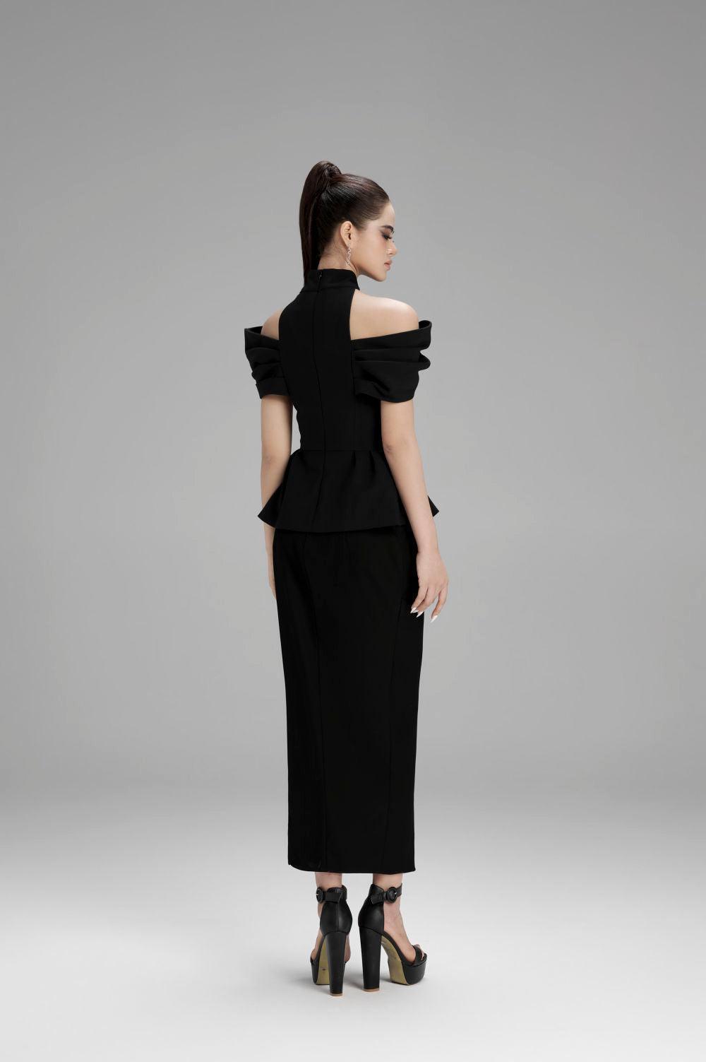 Addison Pencil Draped Polycotton Midi Skirt