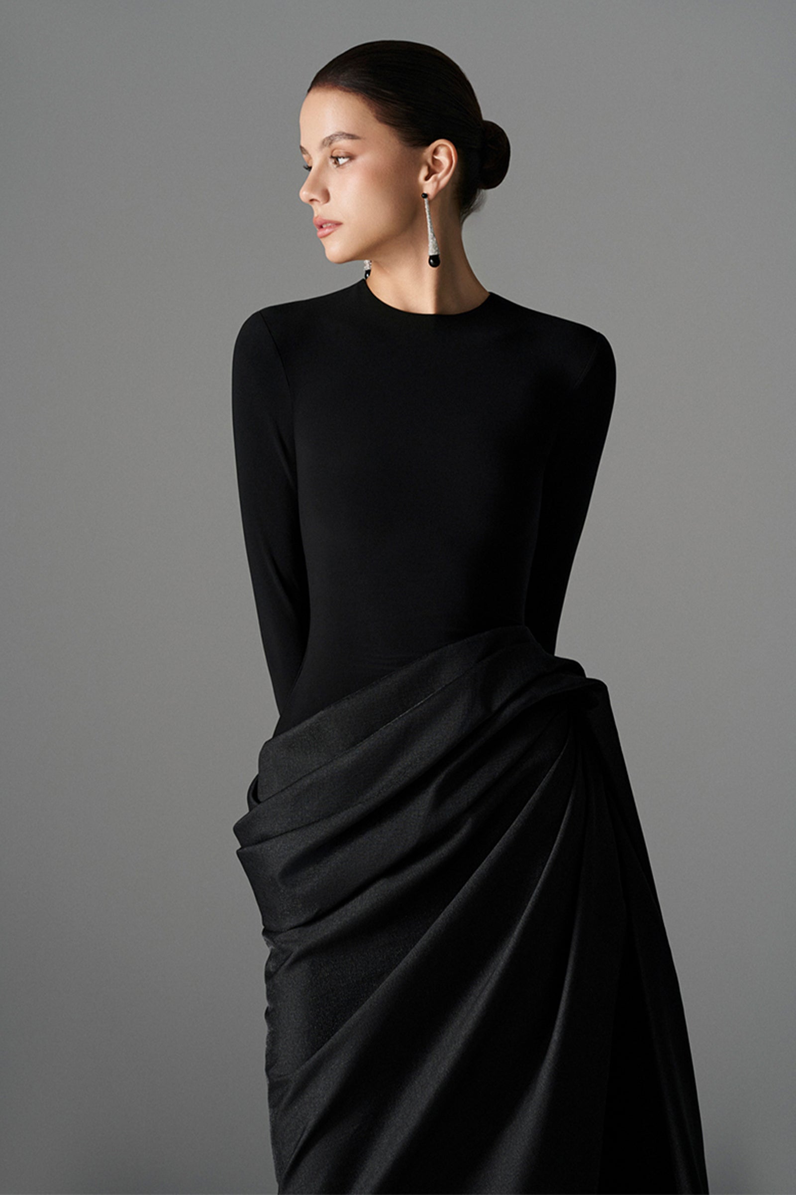 Serpentine Draped Maxi Dress